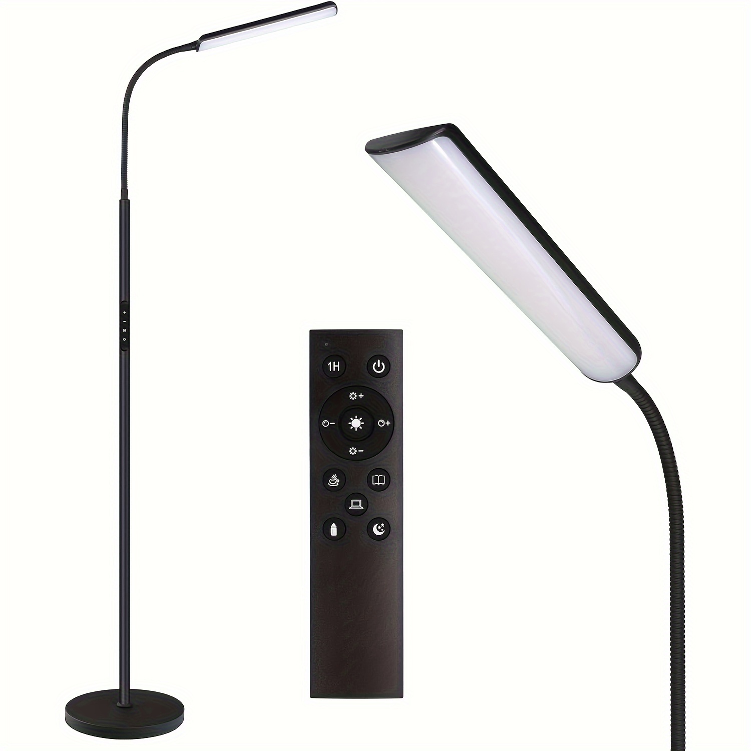 

Led Floor Lamp, Bright 15w Floor Lamps For Living Room With 1h Timer, Stepless Adjustable 3000k-6000k Colors & Brightness Standing Lamp With Remote & Touch Control Reading Floor Lamps