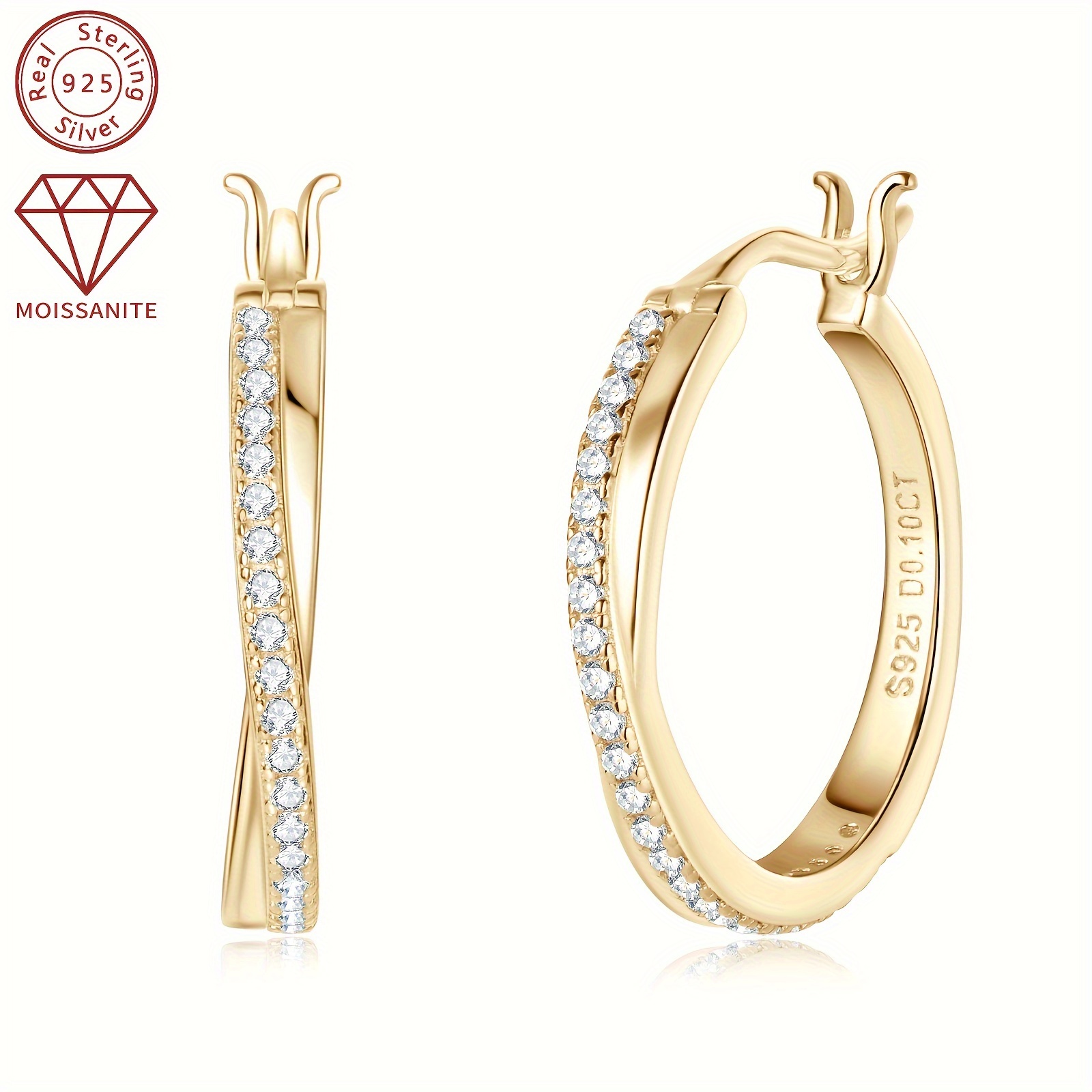Women's 925 Silver Moissanite Stud Earrings, Daily Versatile Fashion