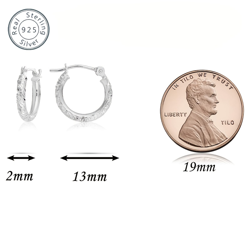 925 sterling silvery hoop earrings italian hand carved diamond cut clasps designed for     vintage   is   for ladies wives   mothers birthdays anniversaries valentines gift boxes Product details 1