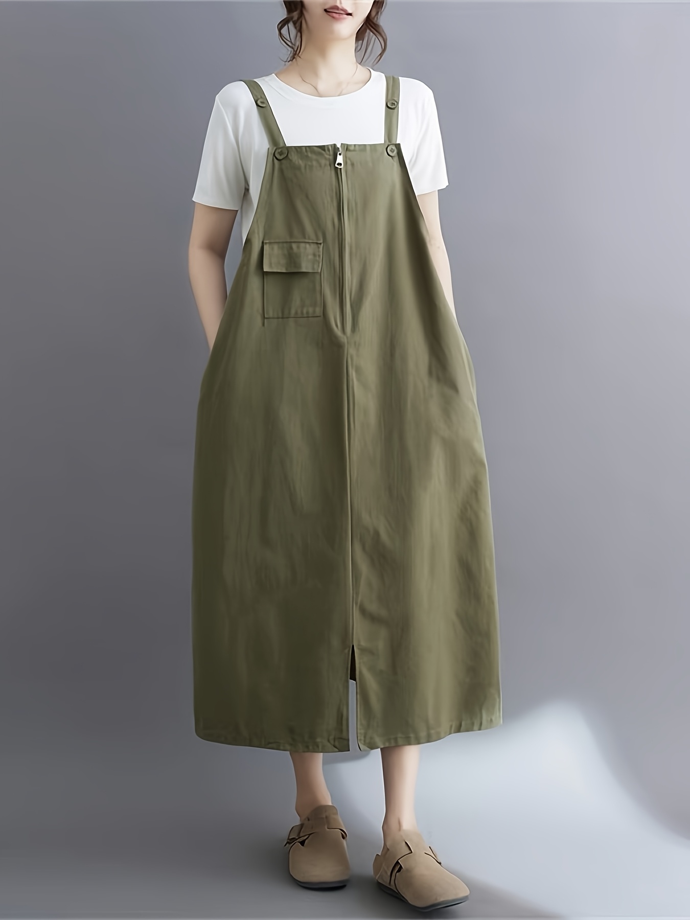 chinese dress ladies No.32 The Pinafore Dress in Carriage Green main image 0