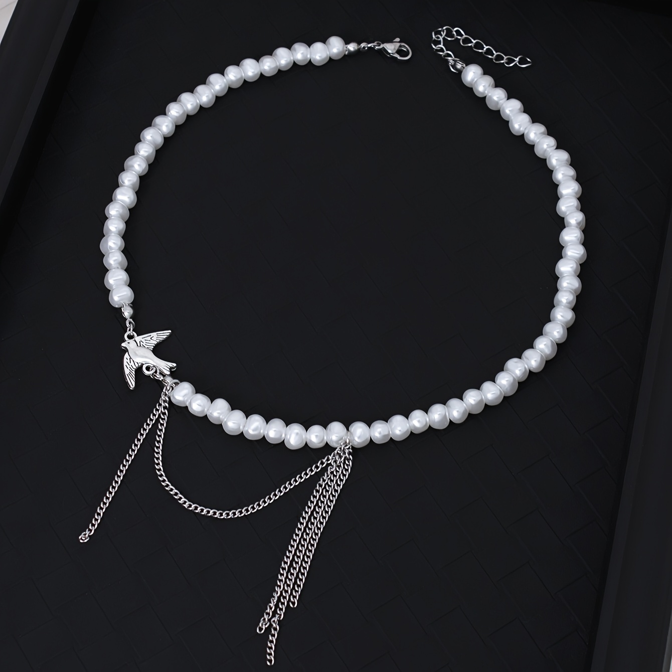 E-shop 1 Stück Damen Mode Choker Halskette, Hip Hop Friedenstaube Quaste Unregelmäßige Kunstperlen Perlenkette, Party Musik Festival Schmuck Accessoire