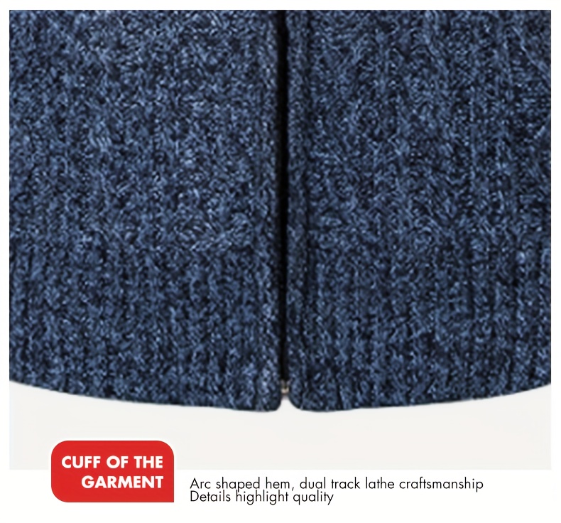 Men's Warm Cable-Knit Sweater Jacket - Winter Business Casual Coat with Stand Collar, Machine Washable Sweater for Office, Gym & Daily Wear - Cable-Knit Front Panel (No Belt Required) - Autumn/Winter