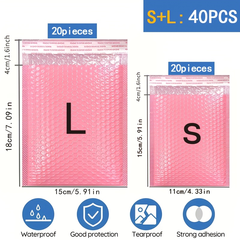 TEMU 40 sacs à bulles roses - Emballage pour pièces de monnaie, bijoux, cosmétiques, porte-clés, idéal pour l'expédition de commerce électronique