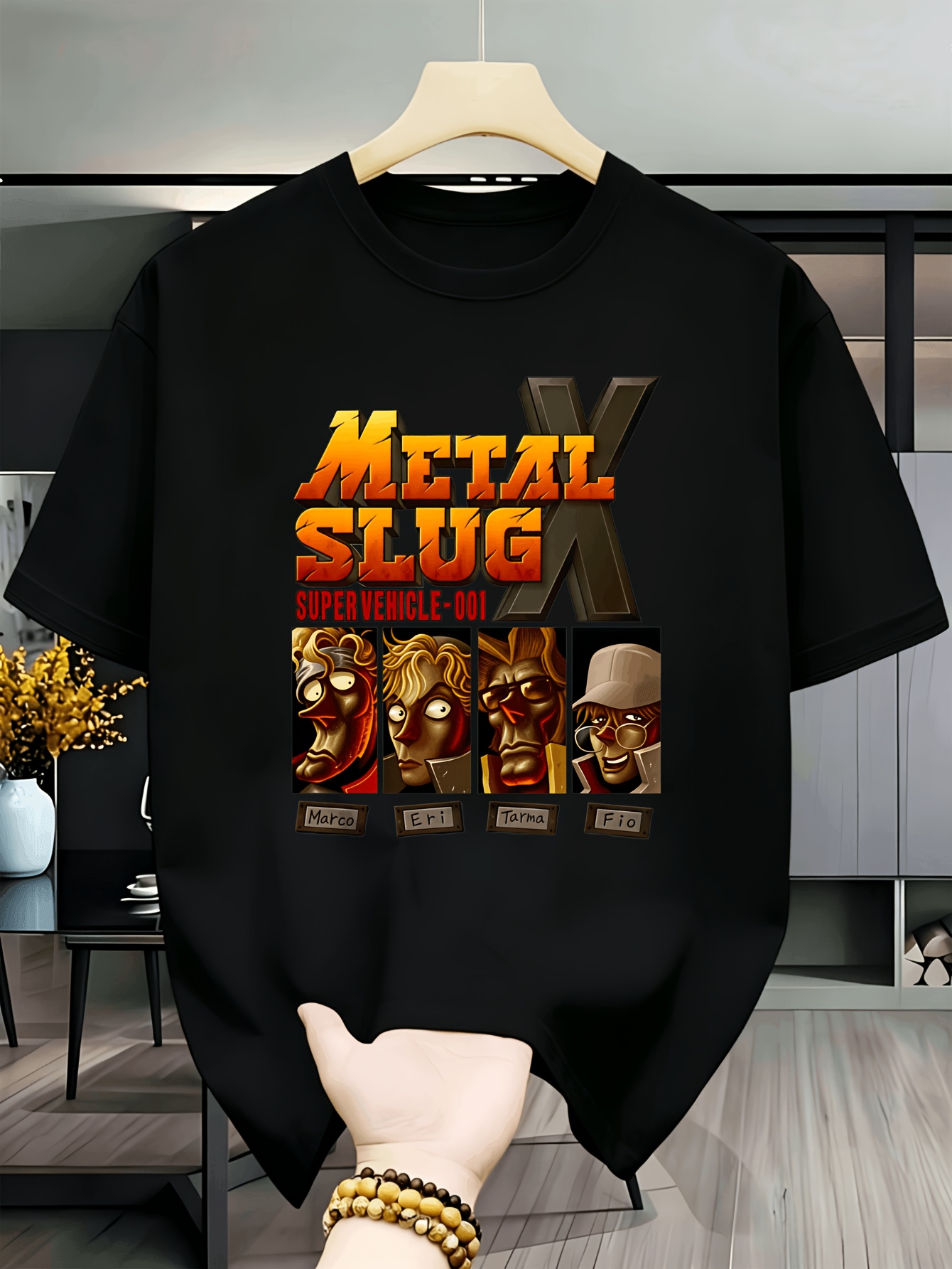 herren vintage arcade-spiel t-shirt – metal slug x grafik-t-shirt