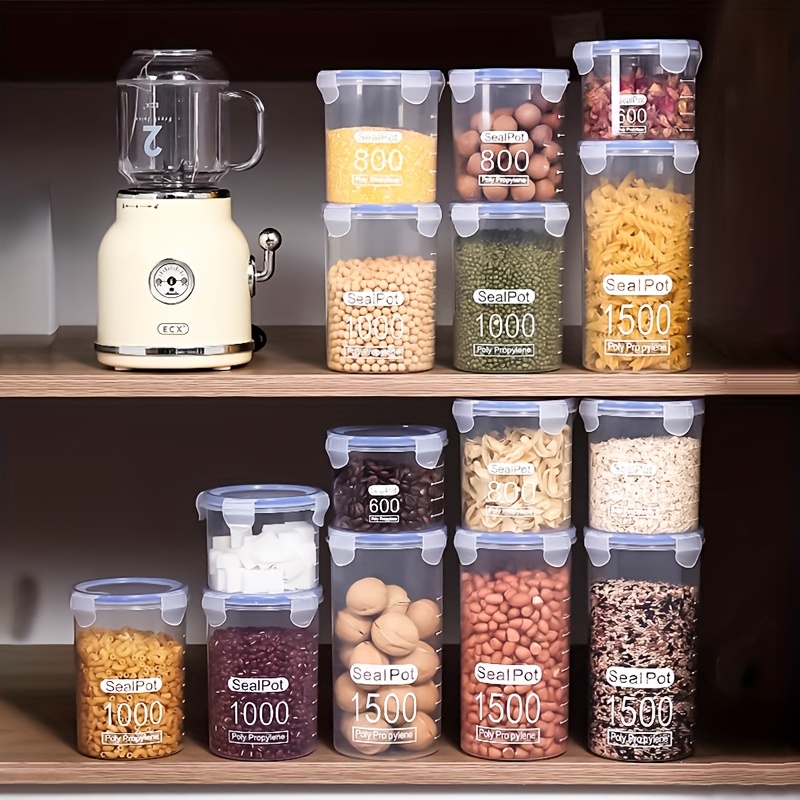 6 vnt. 1000 ml/35 oz sandarinami indai su dangteliais, skaidrūs plastikiniai laikymo konteineriai, tinkami virtuvės organizavimui, šaldytuvo pakaitalų dėžutėms, daugkartinio naudojimo prieskonių, saldumynų, riešutų ir užkandžių saugojimui, namų tvarkyklės, vakarėlių reikmenys, lauko stovyklavietės prieskoniniams, puikus šaldytuvo aksesuaras, idealūs spintos ir darbastalių laikymui