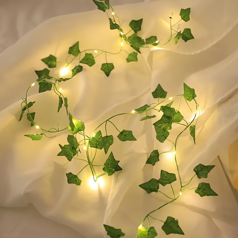 TEMU 1m 10led Green Artificial Ivy String Lights, Indoor String Lights, Lights, Christmas String Lights, Fairy Lights, Party Decoration Lights,