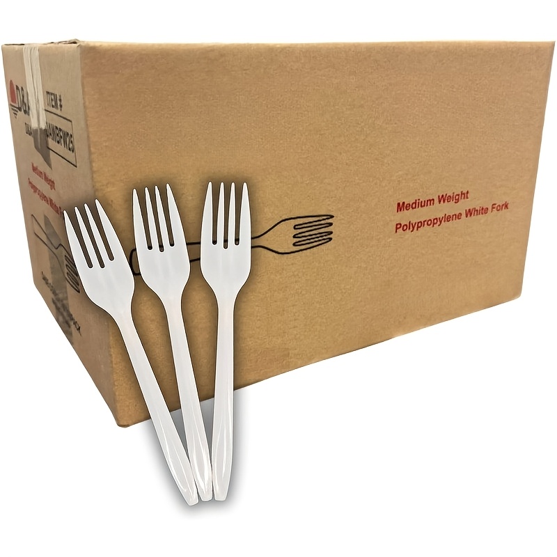TEMU 1000/ Piece Plastic Forks.medium-weight.disposable. Bpa-free. Heat-resistant. Cutlery Set For Takeout. Meal Prep. Parties -10 Packs. Party