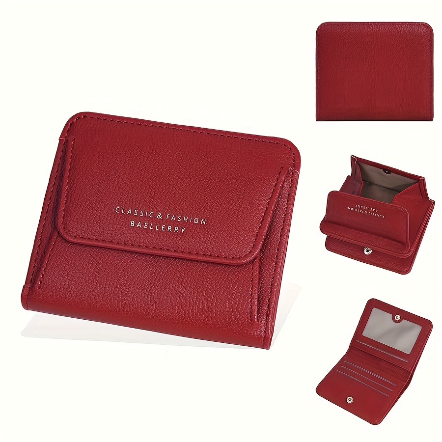 2025 New Short Mini Wallets For Women Pu Card Holder Solid Coin Purse Female Multi-functional Fashion Small Red Wallet