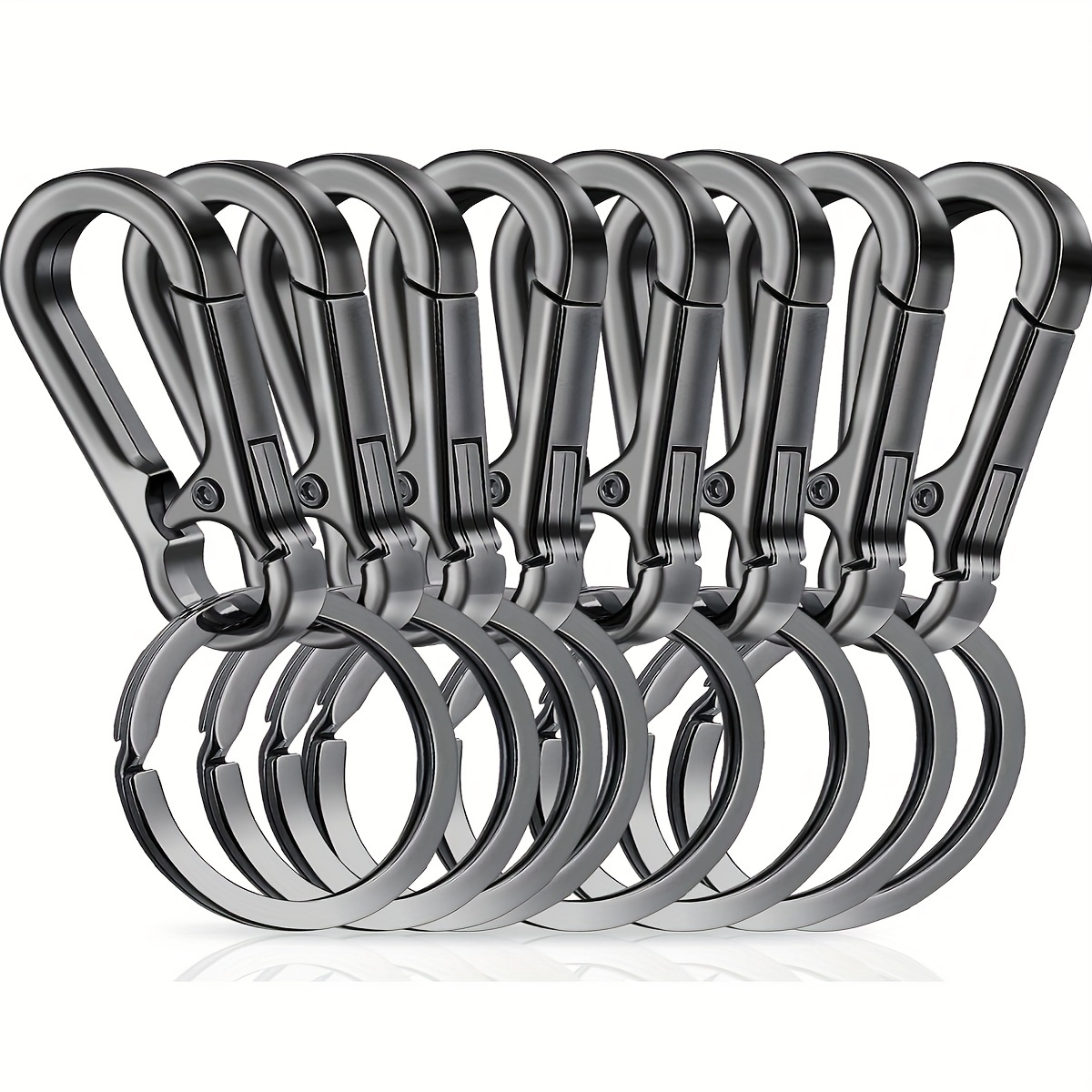 TEMU 8pcs Durable Metal Keychain Set - Convenient Key Ring And Key Chain Pouch, Equipped With Sturdy Clips And Car Key Hooks - Ideal For Men