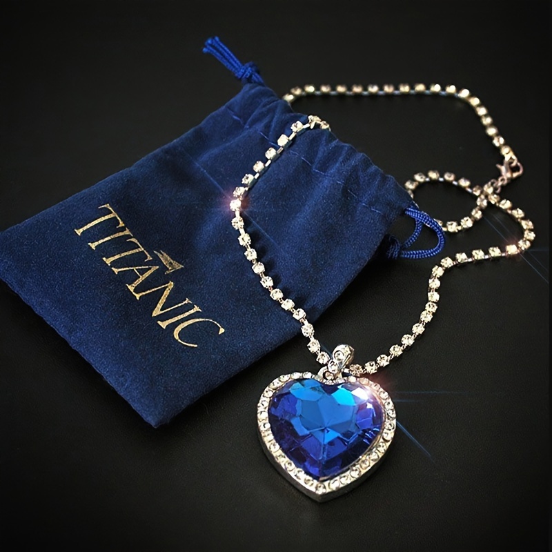classic womens necklace 3pcs 4pcs love heart blue crystal zircon jewelry set womens wedding engagement jewelry details 2