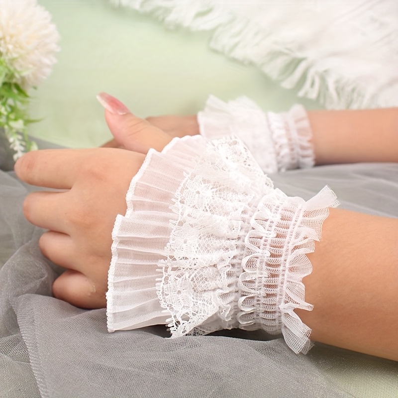 elegant black lace wrist cuffs fingerless gloves stylish Temu