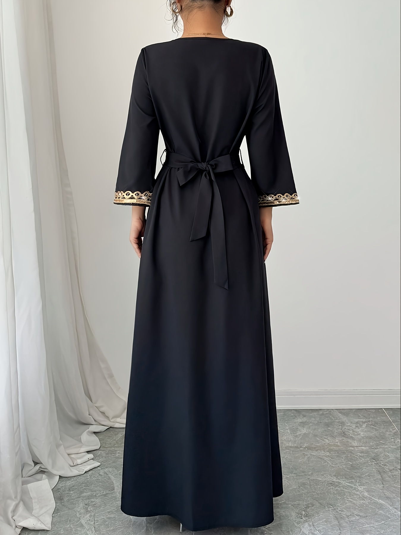 knee length dresses for ladies Lucky And Blessed Black Long Sleeve With Fringe Dress main image 0