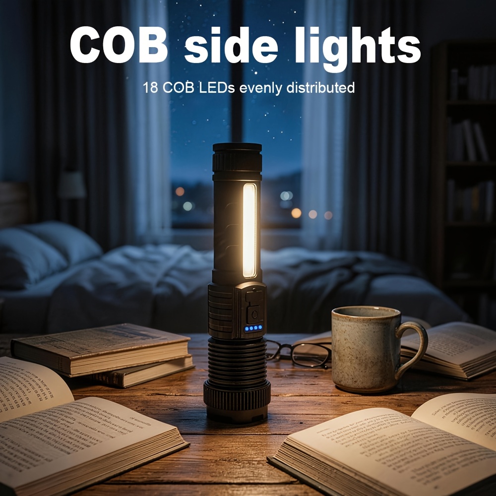 XHP360 High-Power Flashlight with Multi-Color Ambient Side Light