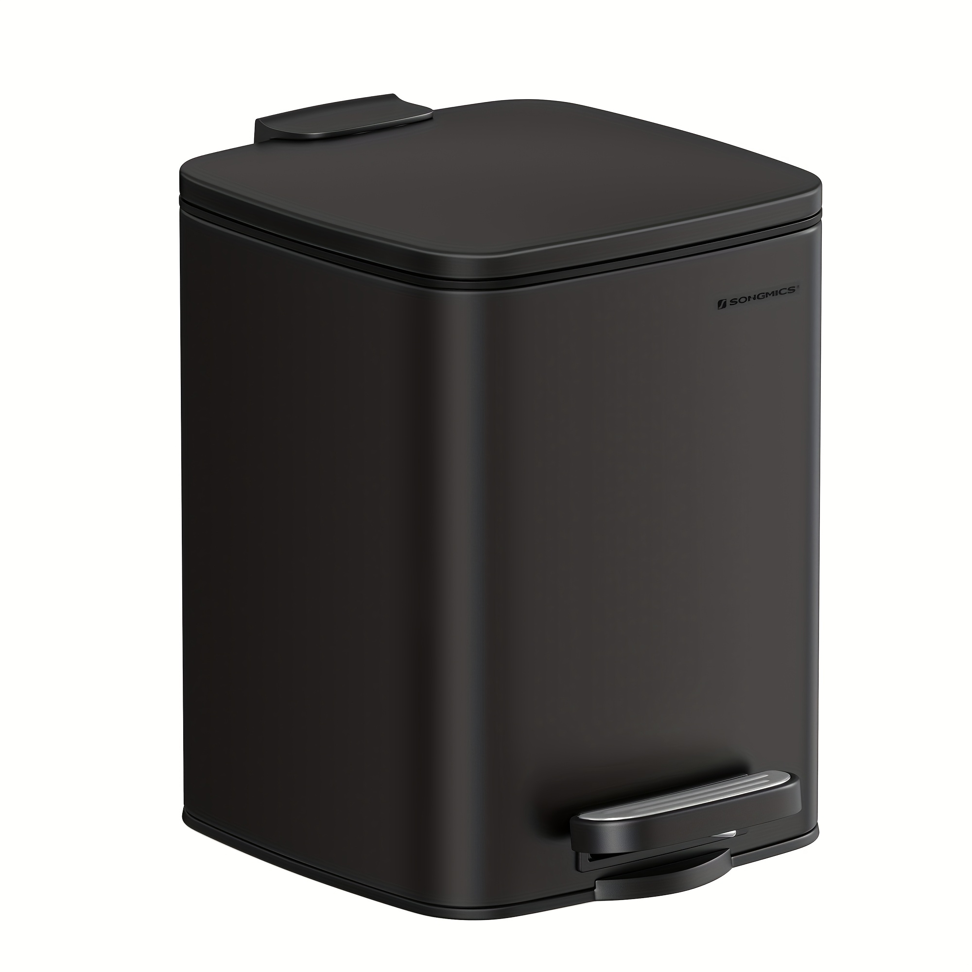 Image of 6l Compact Bathroom Trash Can, Foot-pedal Operated, Ideal For Tight Areas, Quiet-close Lid, Made Of Steel