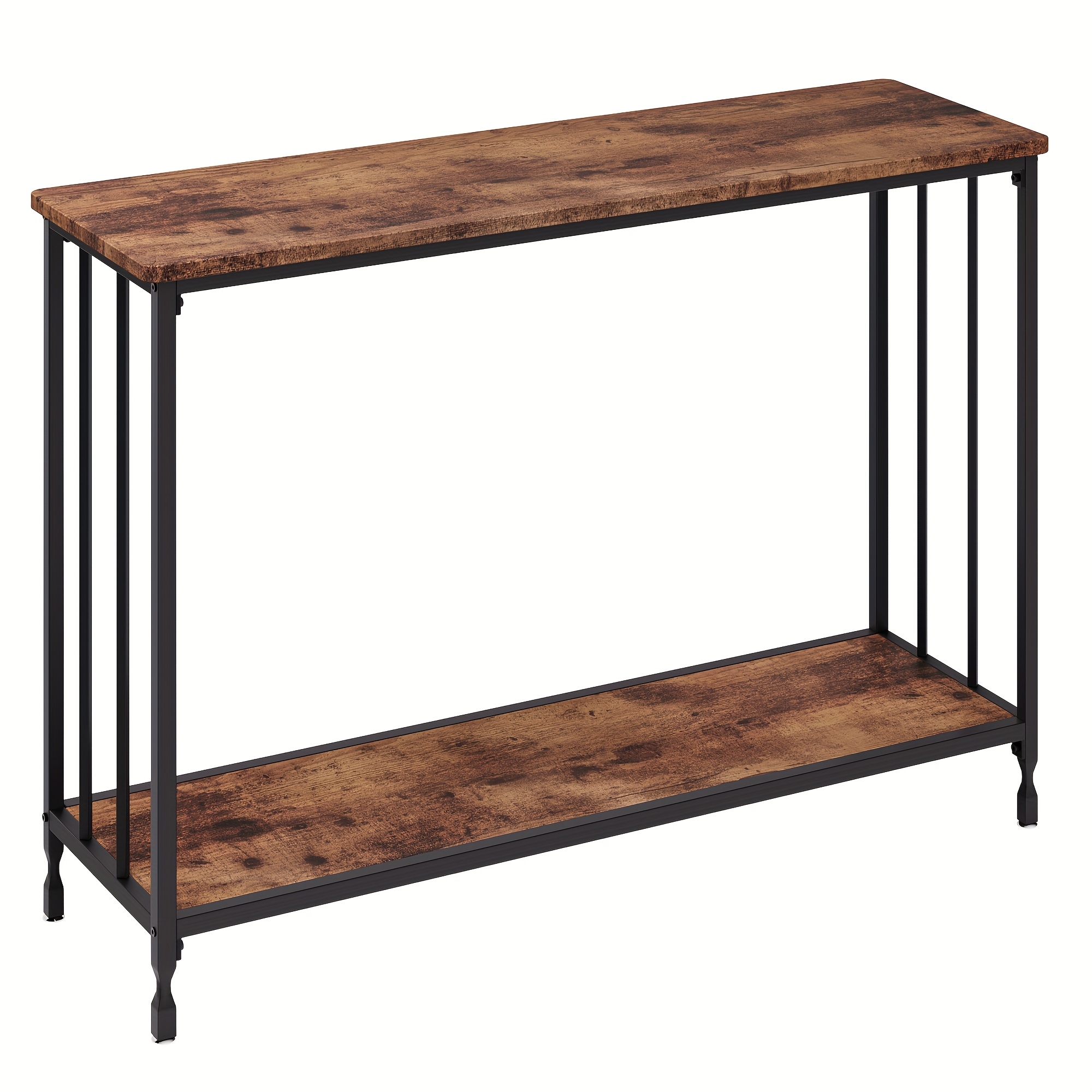 Console Table, Sofa Tables Narrow Entryway Table With Wood Shelf And Metal Frame, 41.5" Behind Couch Table Industrial Hallway Table For Living Room