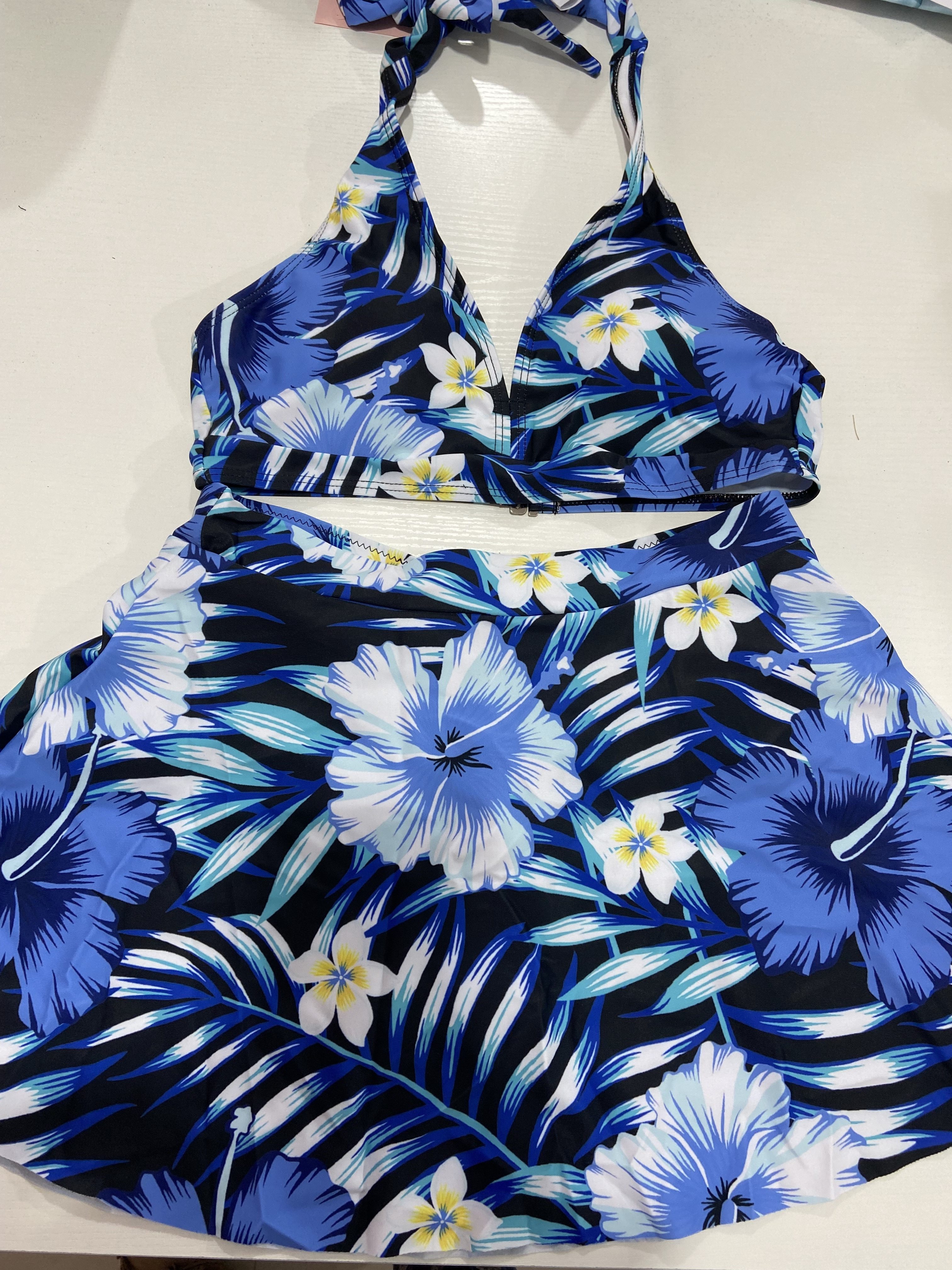 Halterneck Floral Print One-piece Swimsuit And Dress High Waist