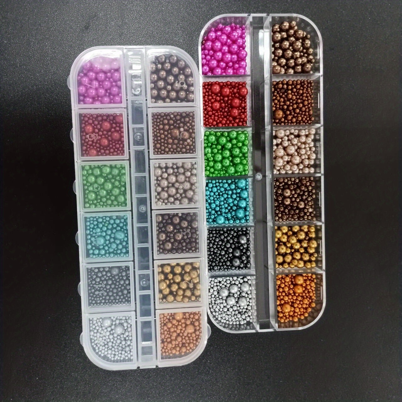 Image of 12grids/box 3d Colorful Christmas Round Nail Caviars Bead 1.5-4mm Matte Bead Mixed-size Manicure Bead #2025