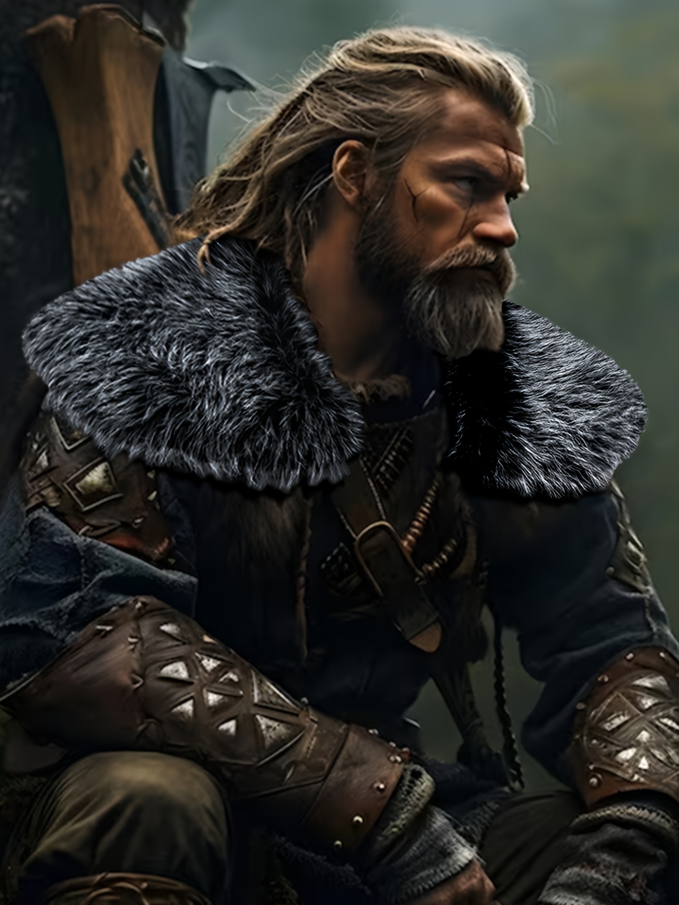 Disfraz Vikingo Chal De Piel Sintética Para Hombre – Capa Medieval Con Cuello Ancho De 20 Cm – Aspecto Audaz Y Lujoso – Perfecto Para Cosplay, Fiestas Temáticas Y Recreaciones Históricas