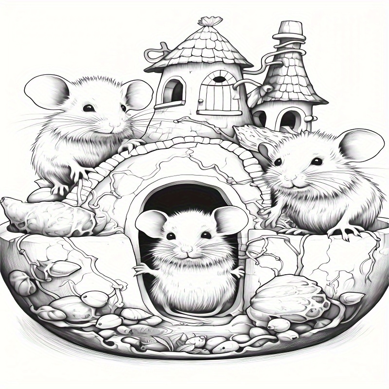 Deluxe Mouse Coloring Book 22 Pages Relaxing Art & Craft Activity