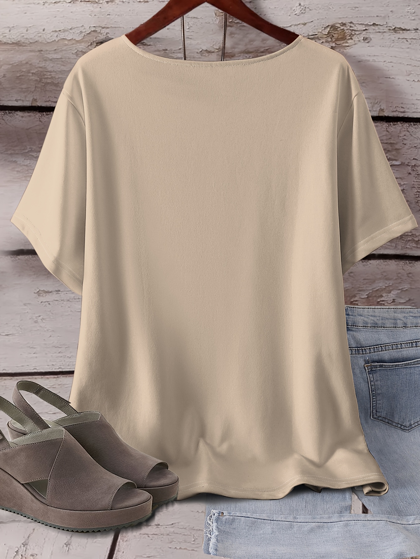 Maglietta Donna Taglie Forti Con Scollo * Spalle Cadenti - Stampa &*;HOT * 58.42cm, Tessuto Traspirante Semi-* Stile Casual Elegante E * Per L'Estate - Foto 7