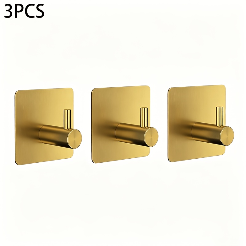 TEMU 3 Sets Of Towel Hangers, Adhesive Hooks, Clothes, Bathrobes, And Hat Hooks, Wall-mounted Without Drilling Holes, Stainless Steel Hangers,