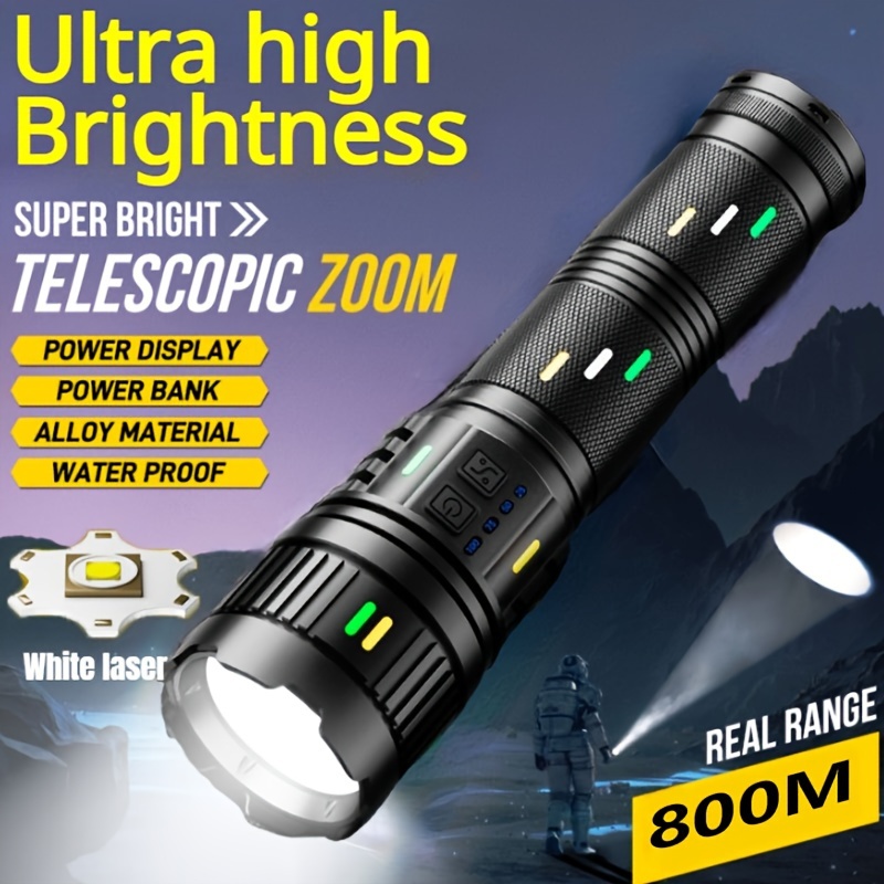 

High Laser Flashlights Telescopic Waterproof Rechargeable Led Aluminum Alloy Torch Outdoor Long Range Lantern