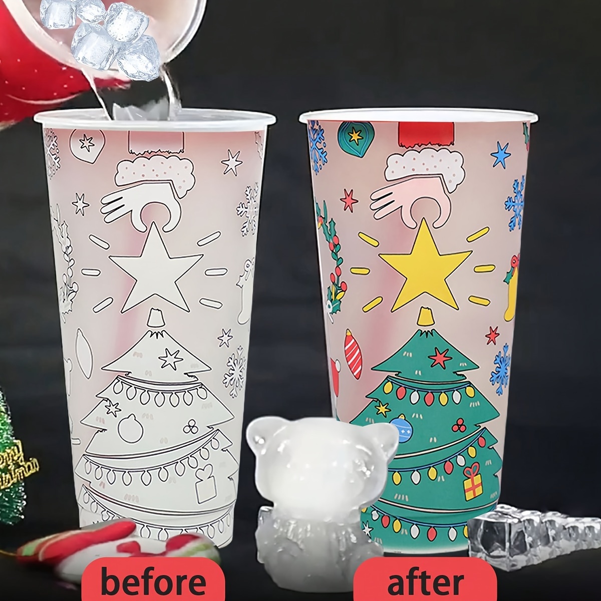 

[ ] Christmas - Set Lid & - Reusable Plastic For Parties,