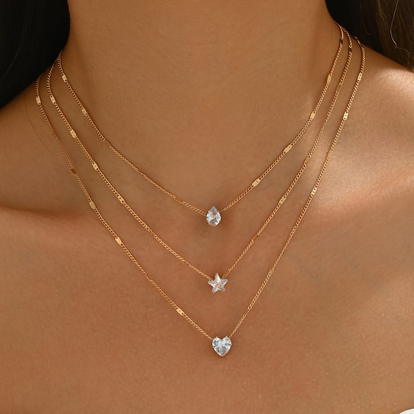 Tennis Necklace 14k 2pc Cubic Zirconia Tennis Chain Set | 14k Gold Plated | 16" + 18" Choker Necklaces Gold Tennis Chain