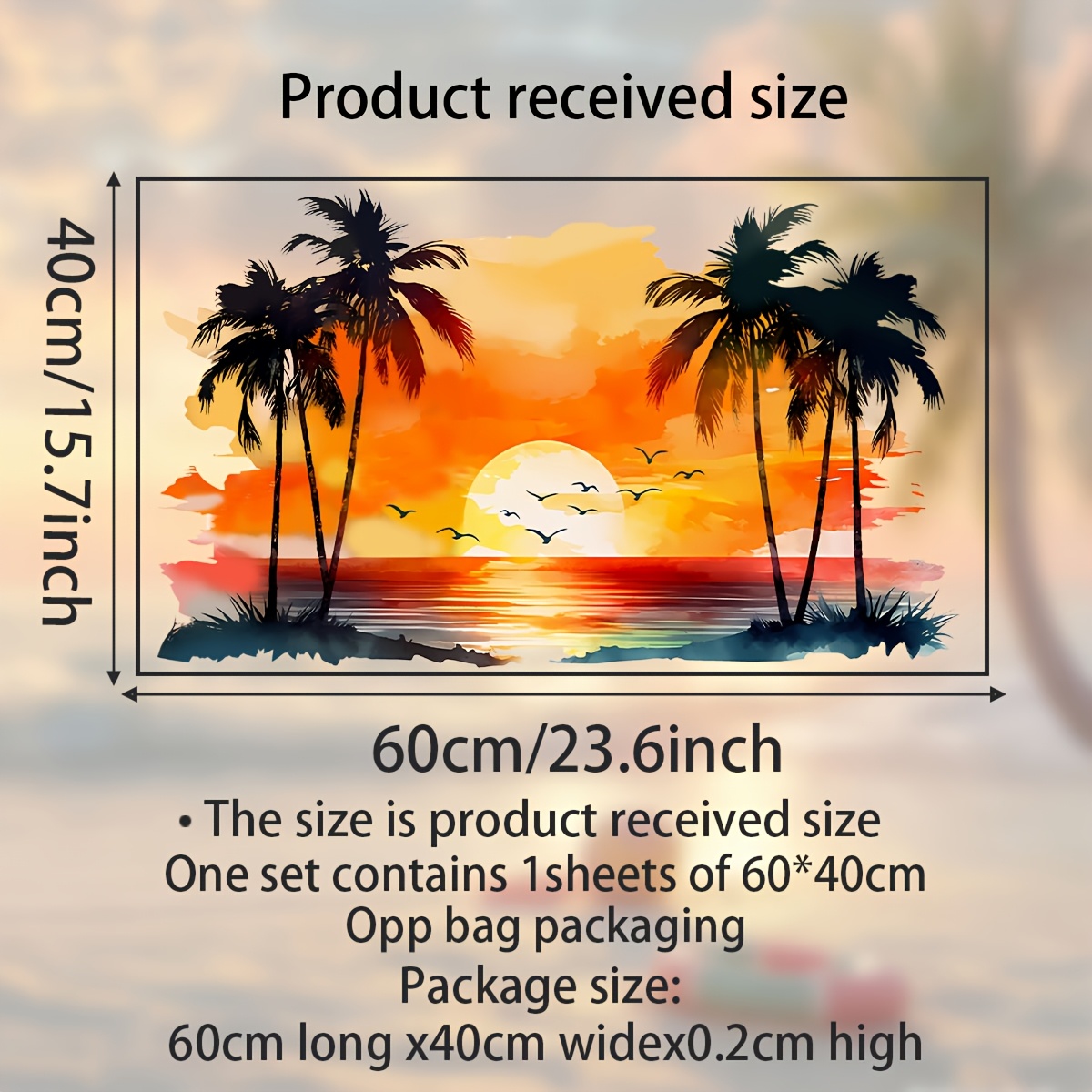 Image of 1pc Summer Coconut Tree Sticker Living Room Home Decoration Self-adhesive Paper