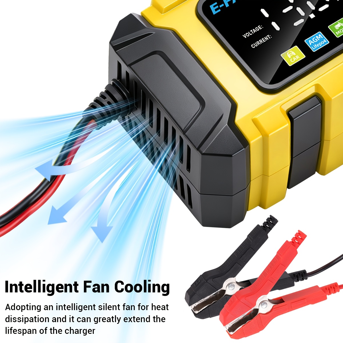 12V 6A Smart Car Battery Charger with LCD Display
