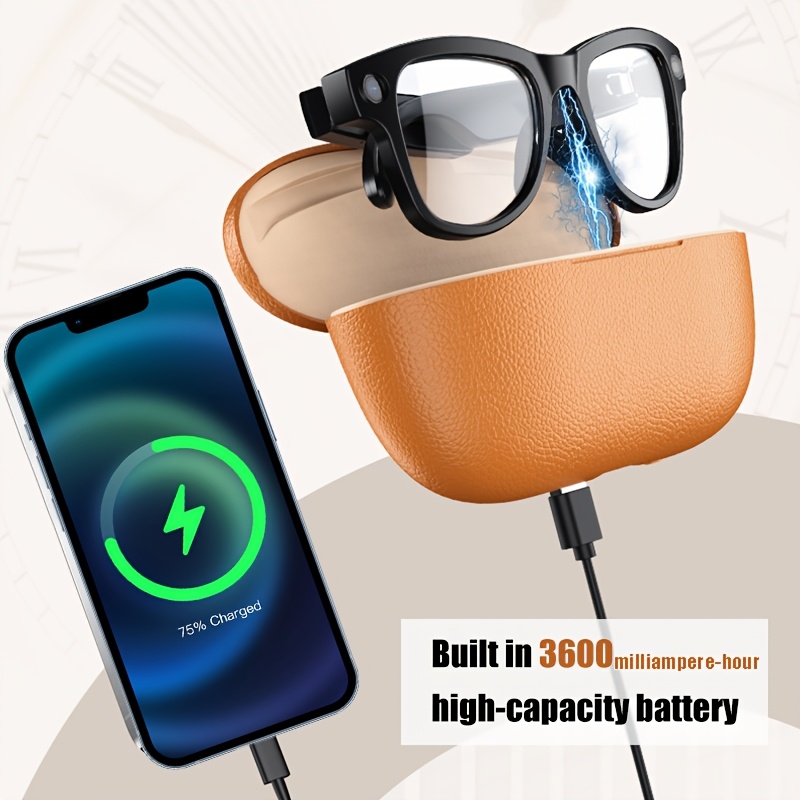 Zhizhi Fashion New Smart Glasses with Camera Ai Chatgpt Translator Dual-Microphone Noise Reduction Smart Glasses for Men Women Charging Case