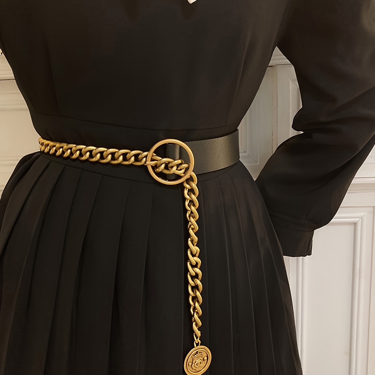 a single piece womens black belt a decorative dress suit - Temu Italy