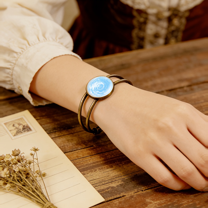 Antique Cyan Double-Layer Adjustable Bracelet, Unique Design
