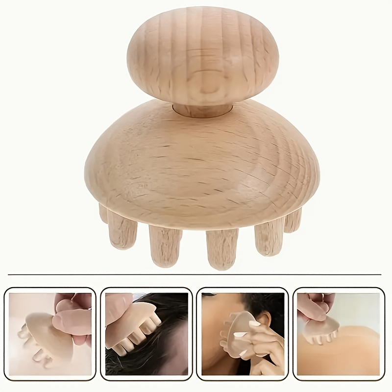 Un Masajeador de Hongos de Madera, una Herramienta de Masaje Manual de Madera con Control Bidireccional, Hecho de Madera, Adecuado para Músculos en Áreas como la Espalda, Muslos y Pantorrillas, Diseñado para Uso Doméstico