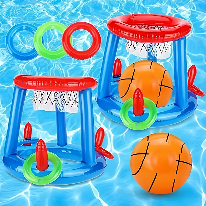 1pc swimming pool floating toy game set floating pool basketball hoop and pool ring throwing game fun   game swimming pool toys