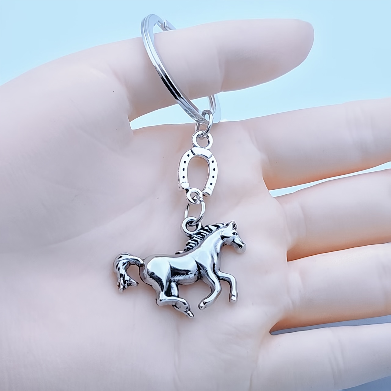 TEMU 1pc de à Dos Créatif Métallique Style Cowboy avec Fer à Cheval et Porte-Clés Cheval