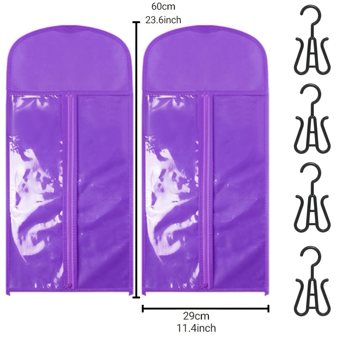 TEMU 6pcs Wig Storage Bag Set, Suitable For Wig Storage And Wig Storage, Includes 2pcs Over 60cm Bags And 4pcs Wig Hooks, For Wig Storage