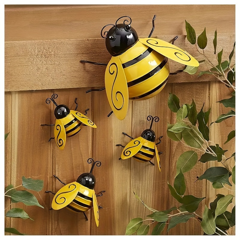  jojofuny 2 piezas de decoración de pared interior Bumble S Abeja  arte en forma de abeja para el hogar, balcón, patio, decoración de  dormitorio, abejas decorativas de metal para jardín