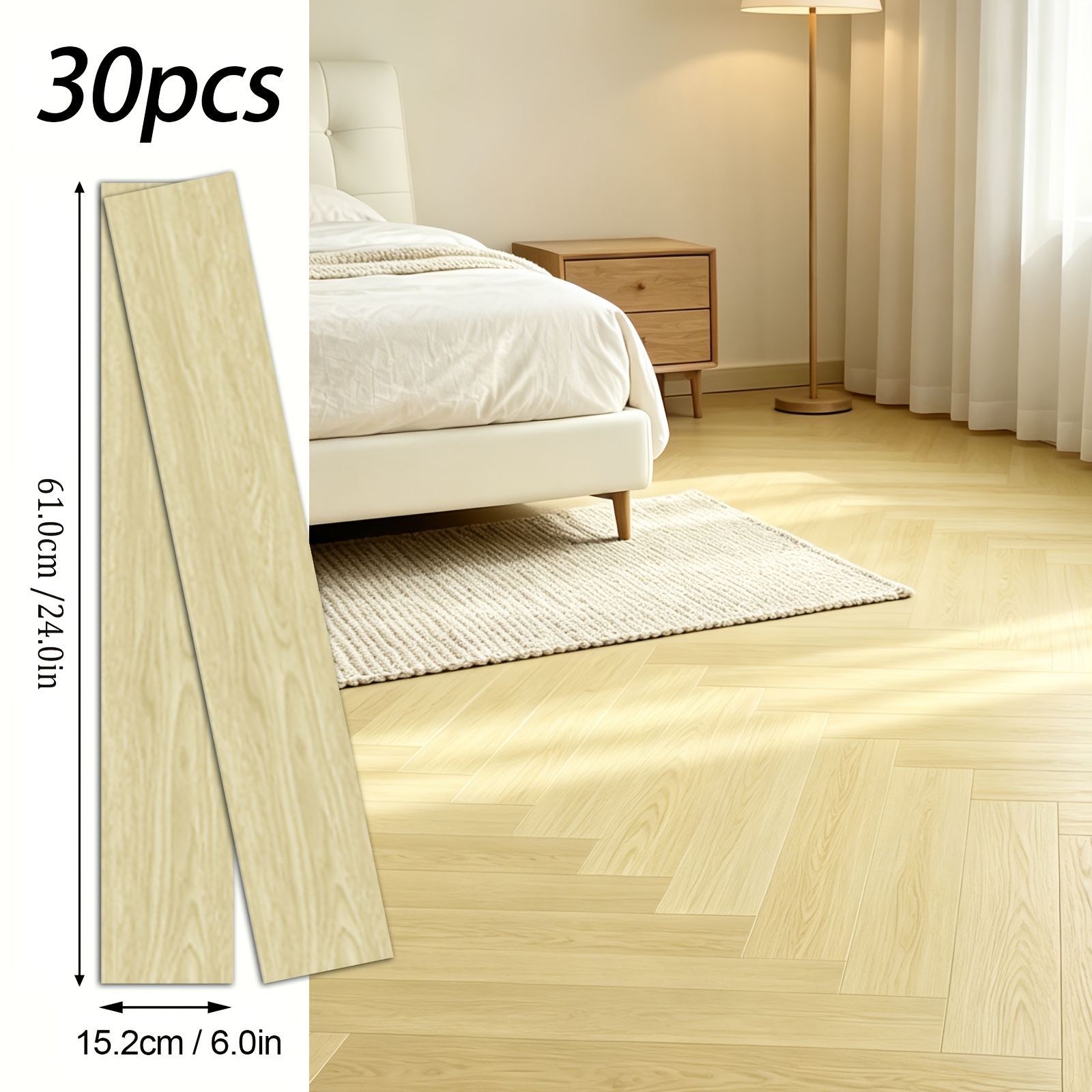 Image of 30pcs Self-adhesive Pvc Vinyl Flooring Tiles Suitable For, Bedroom, & Office - Floor Covering With Options, Installation, Pp Material For Diy Home Renovation (no Glue Required)