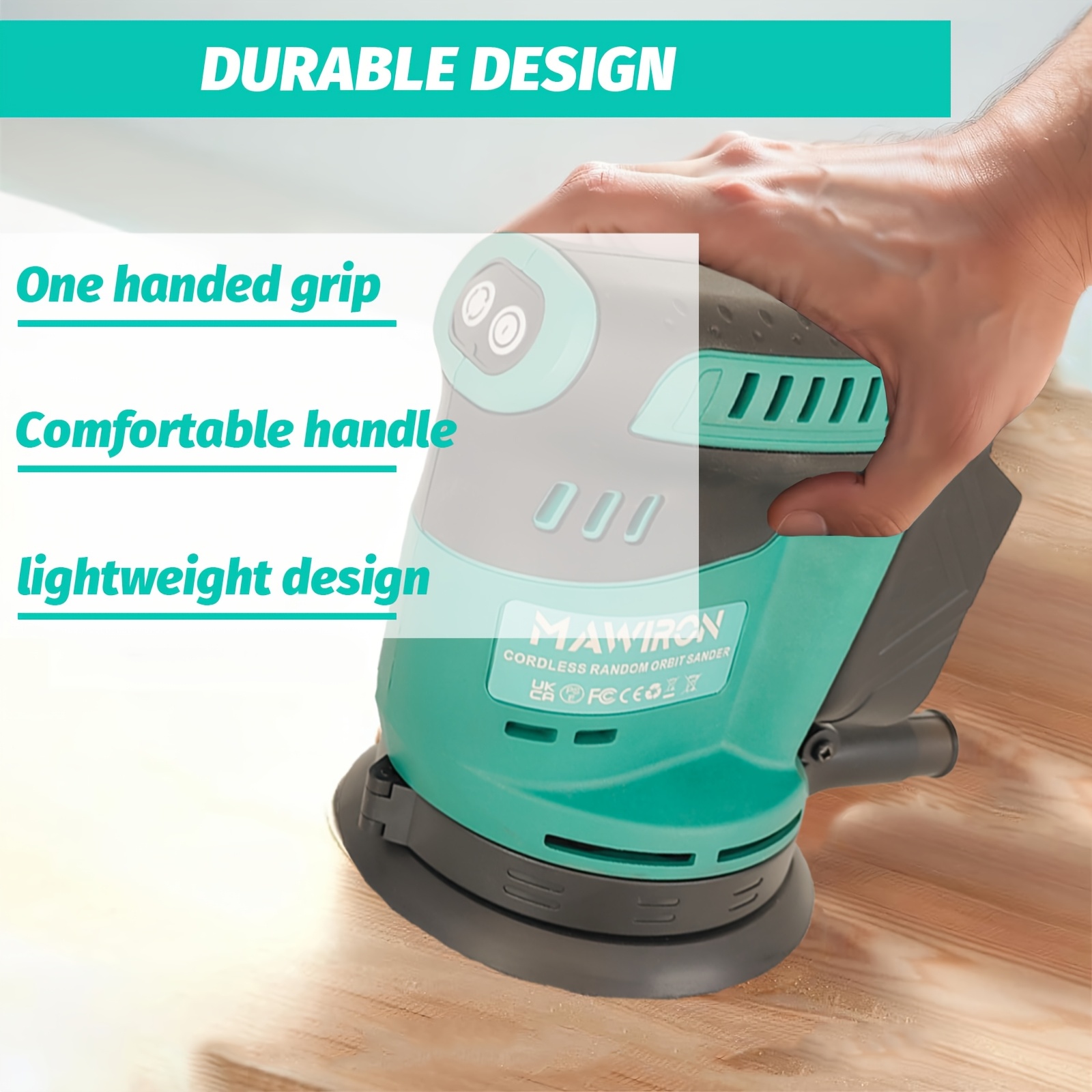 Orbitale en Willekeurige Orbitale Schuurmachines, Accu-Orbital 125mm, 3 Snelheden, met Stofzak en 12 Schuurpapieren