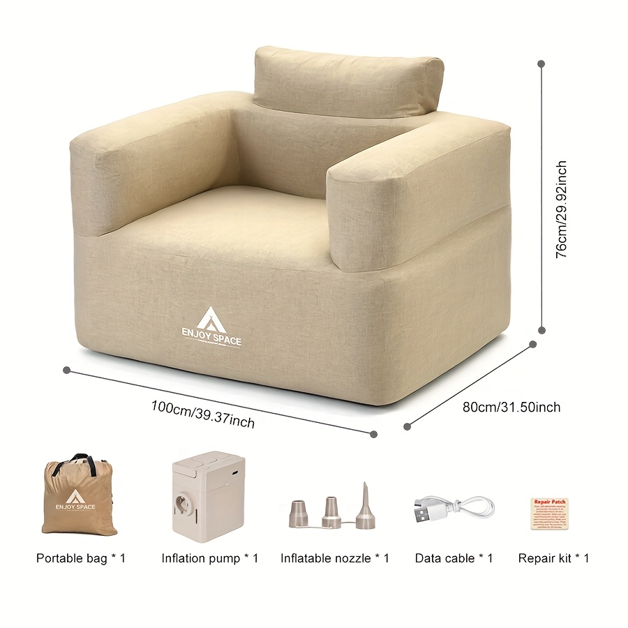 outdoor inflatable double sofa maintains shape after prolonged use wireless pump for easy inflation and deflation with operation portable lazy camping chair picnic lounge chair suitable for festivals office   or park lawns