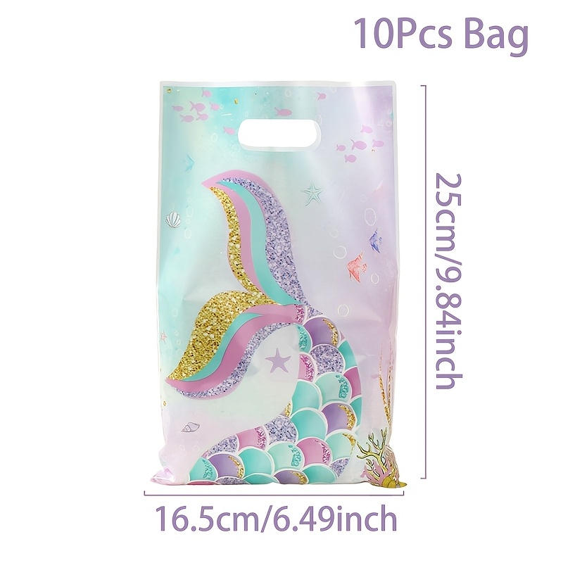 10pcs,mermaid Theme Gift Bags,mermaid Tail Birthday Party Bags,1st Birthday Party Decor,baby Shower Party Supplies,bridal Shower Party Gifts,wedding Party Decoration,under The Sea Party Decor
