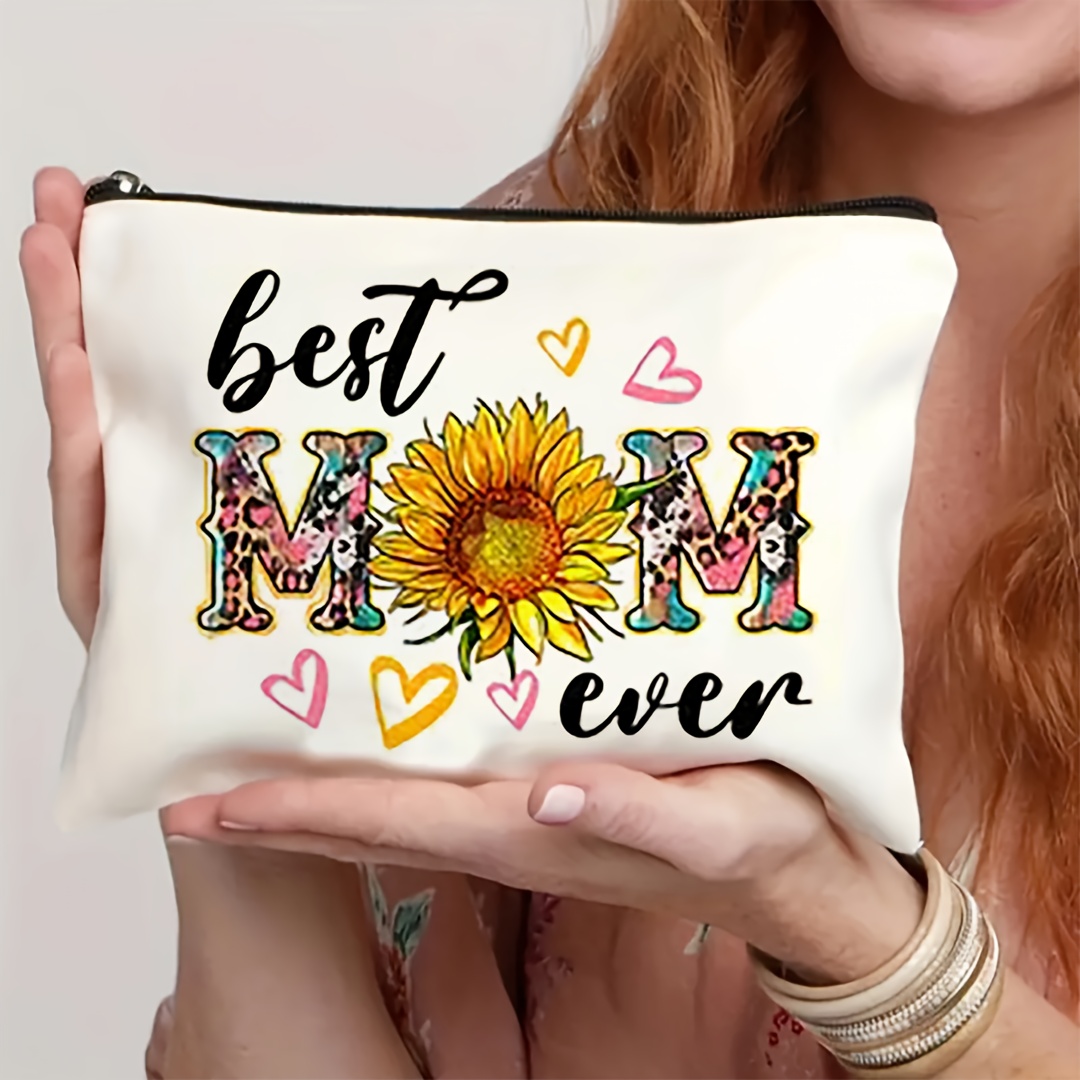 TEMU Vibrant Sunflower Pattern Makeup Bag, The Gift Ever, Birthday Gift, Multi-functional Travel Cosmetic Pouch, Unique Mom Birthday Gift Idea, Fun
