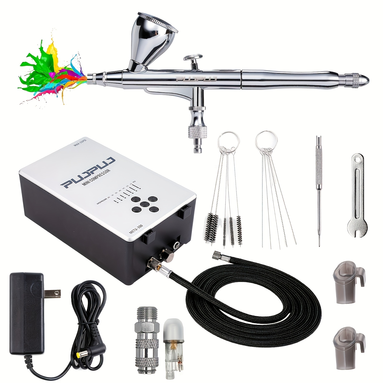 

2024 Low-noise Professional 55psi Airbrush Kit - 7-gear With Compressor & Pressure Sensor For Cake Decorating, Barber, Nail Art, Makeup & Crafts