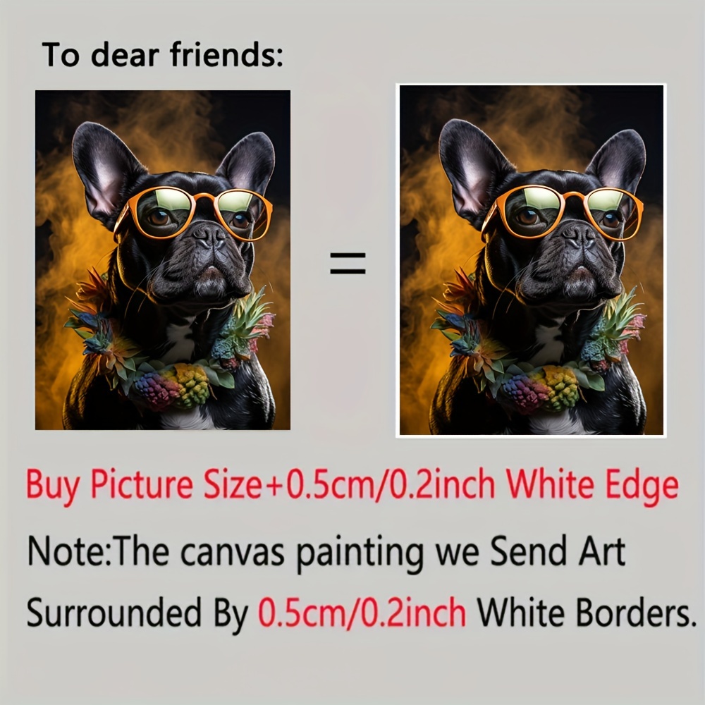 1個 フレンチブルドッグと のメガネアートキャンバ アートワーク絵画