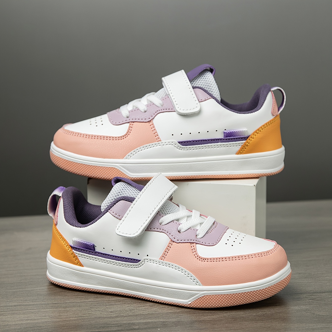 1 Pair of Boys and Girls Shoes with Sticky Buckle Design, Comfortable Flat Bottoms, Breathable and Durable, Youngsters Sports Casual Shoes in Candy Colors, Suitable for All Seasons, Youngsters'S Shoes