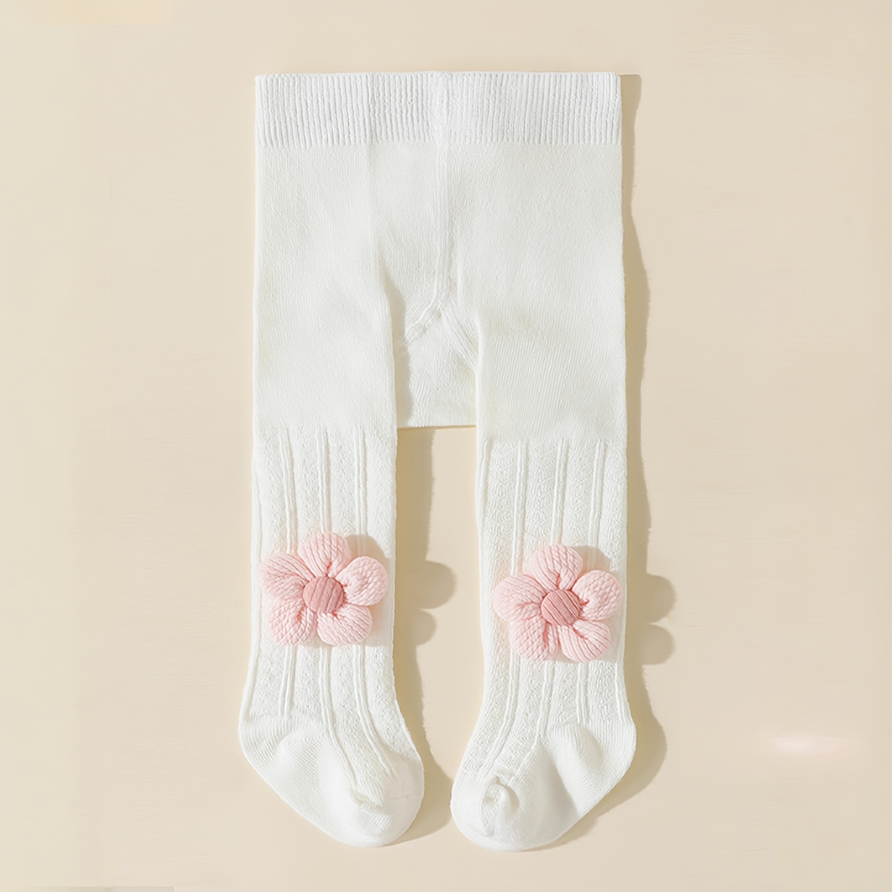 E-shop 1 Paar einfarbige Strumpfhosen für Baby-Mädchen mit Herzmuster Blumenmuster für alle Jahreszeiten, geeignet für Geburtstage, Feiertage den