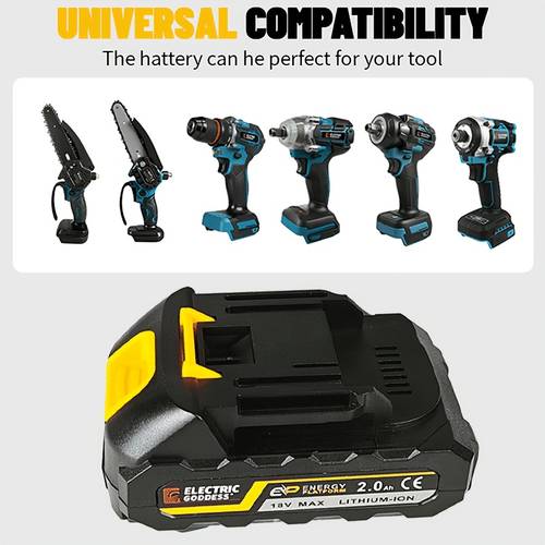 electric goddess two battery packs with a voltage of 18v and a capacity of 2000mah rechargeable and replaceable batteries suitable for makita electric circular saws electric wrenches drills and other machines easy to carry and durable