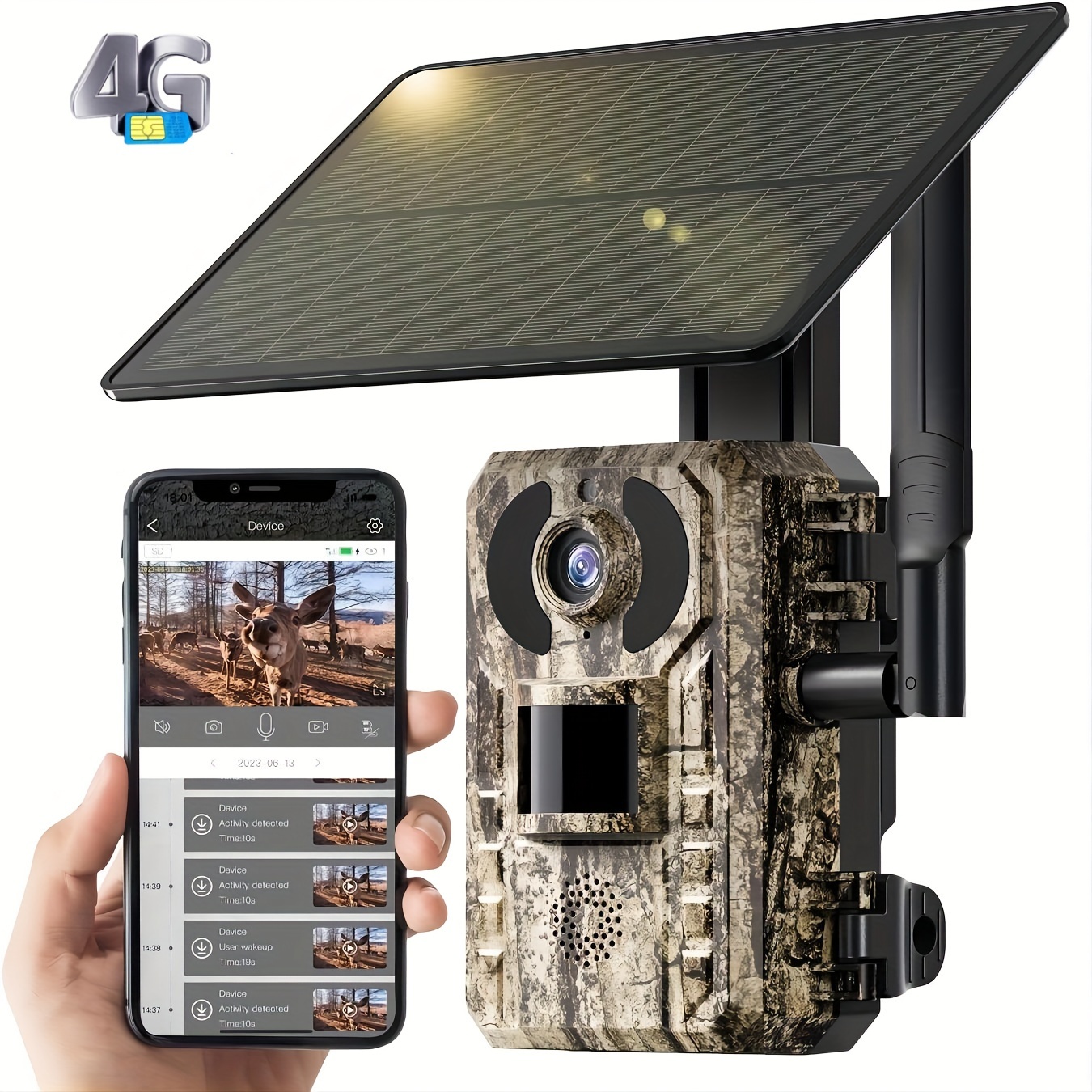 

4g Lte Trail Camera With 2.7k , 3rd Gen Trail Cameras With , Solar Game Cameras, Mobile Application &, Motion Activated&0.2s , Night Vision, Built In (including 300mb Trial Data), Hunting Camera