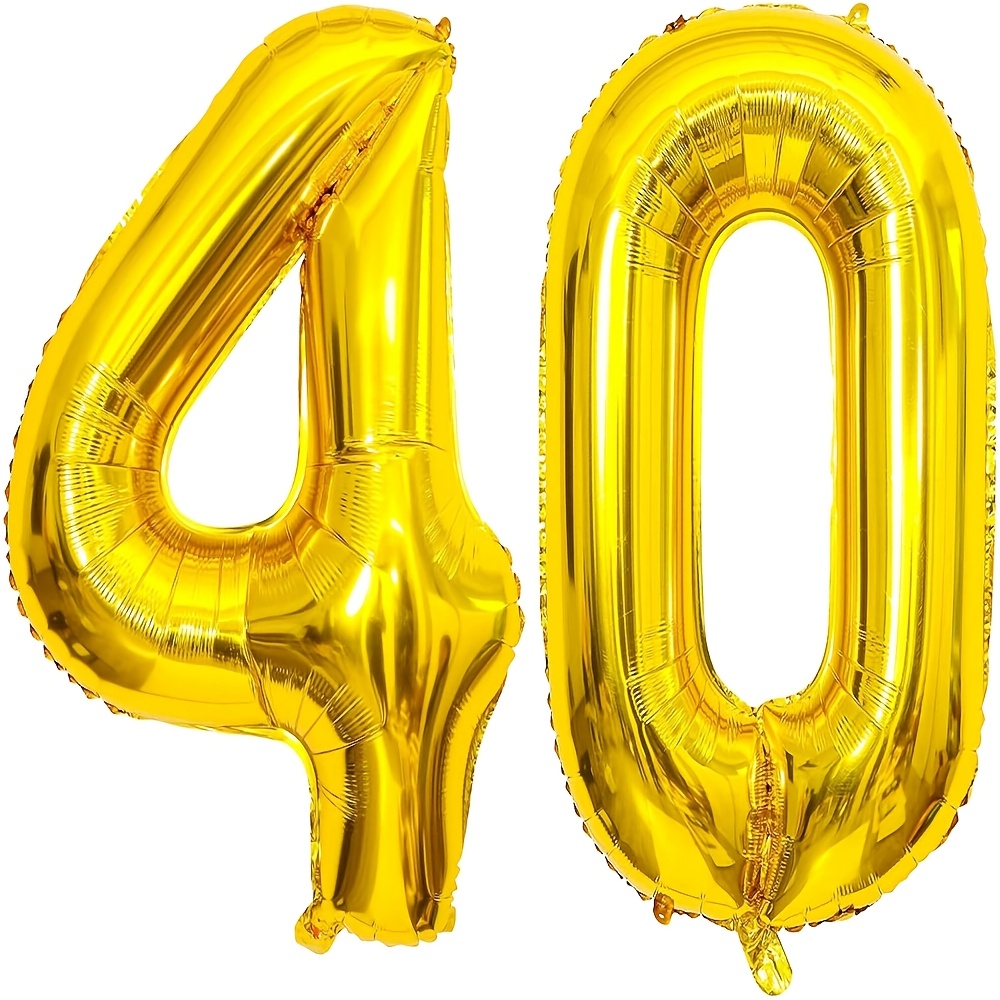 32-inch Balloon, Large Size 40 Foil Metallic Number Balloon, Golden Birthday Metallic Number Balloon For 40th Birthday Party, 40th Anniversary Celebration, Party Decoration
